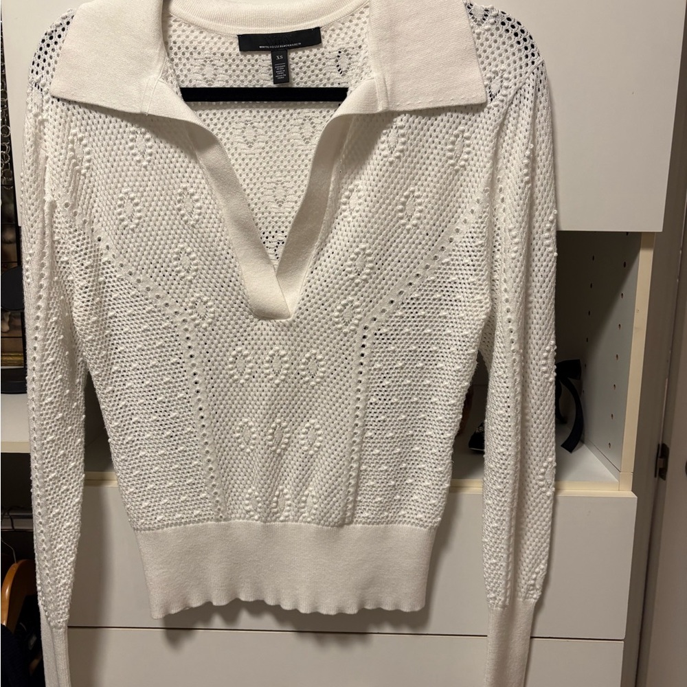 Ladies, long sleeve knit, White House, black market collared sweater